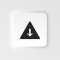 Arrow, down, pyramid neumorphic style vector icon. Simple element illustration from UI concept. Arrow, down, pyramid