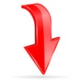 Arrow. Down red 3d shiny sign Royalty Free Stock Photo