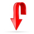 Arrow. Down red 3d shiny sign Royalty Free Stock Photo