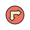 Arrow down and right icon. Simple color with outline vector elements of pointer icons for ui and ux, website or mobile application Royalty Free Stock Photo