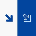 Arrow, Down, Right Line and Glyph Solid icon Blue banner Line and Glyph Solid icon Blue banner Royalty Free Stock Photo