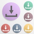 Arrow, download badge color set icon. Simple glyph, flat vector of arrows icons for ui and ux, website or mobile application Royalty Free Stock Photo