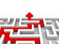 Arrow exiting into the maze. Success solution concept. Royalty Free Stock Photo