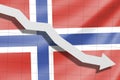 Arrow fall down on the background of the flag Norway