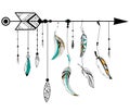 Arrow and feather for Tribal boho style