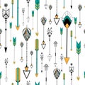 Arrow and feather for Tribal boho style seamless pattern