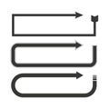 Arrow frame shapes. Three black designs. Simple geometric outlines. Vector illustration. Royalty Free Stock Photo