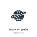 Arrow on globe vector icon on white background. Flat vector arrow on globe icon symbol sign from modern maps and flags collection Royalty Free Stock Photo