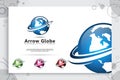 Arrow Globe vector logo with modern concept design , illustration of globe for business digital template Royalty Free Stock Photo