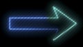 Arrow glow aqua and blue color laser symbol on bamboo black isolated