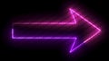 Arrow glow pink and purple color laser symbol on bamboo texture