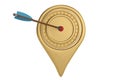 Arrow on gold pin icon.3D illustration. Royalty Free Stock Photo