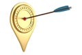 Arrow on gold pin icon.3D illustration. Royalty Free Stock Photo