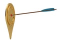 Arrow on gold pin icon.3D illustration. Royalty Free Stock Photo