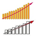 Arrow graph. Growth stock diagram financial graph. Vector illustration. Stock image. Royalty Free Stock Photo
