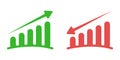 Arrow growth and fall vector icon set. Modern graphs of trading on stock exchanges vector. Bankruptcy and default vector