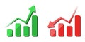 Arrow growth and fall vector icon set. Modern graphs of trading on stock exchanges vector. Bankruptcy and default vector