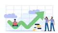 Arrow growth finance increase up strategy team people vector illustration concept. Success business chart background direction