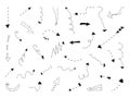 Arrow hand drawn doodle point dash line vector set Royalty Free Stock Photo