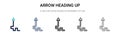 Arrow heading up icon in filled, thin line, outline and stroke style. Vector illustration of two colored and black arrow heading