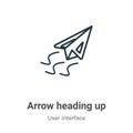 Arrow heading up outline vector icon. Thin line black arrow heading up icon, flat vector simple element illustration from editable