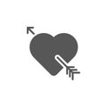 Arrow in the heart, Cupid icon. Simple glyph, flat vector of valentines day, love icons for UI and UX, website or mobile Royalty Free Stock Photo