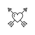 Arrow heart icon. Valentines symbol, Love sign. Thin line art design, Vector illustration Royalty Free Stock Photo