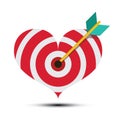 Arrow in Heart Shaped Dart Board Royalty Free Stock Photo