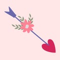 Arrow. An arrow with a heart tip and a flower.