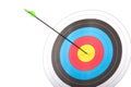 Arrow hit goal ring in archery target Royalty Free Stock Photo