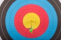 Arrow hit goal ring in archery target Royalty Free Stock Photo