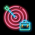 Arrow Hit Target And Case Job Hunting neon glow icon illustration