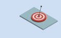 Arrow hit the target success goal concept isometric 3d top view Royalty Free Stock Photo