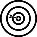 Arrow hits bullseye icon symbol black white