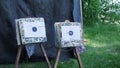 Arrow hits the target. Clip. Bow Arrows hitting a bullseye target at archery bow