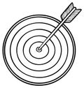 Arrow hitting bullseye, target with arrow vector illustration Royalty Free Stock Photo
