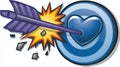Arrow hitting a heart-shaped target with an explosion effect Royalty Free Stock Photo