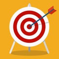 Arrow hitting a target. Business concept.Icon isolated on background. Vector flat icon Royalty Free Stock Photo