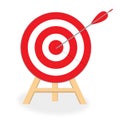 Arrow hitting target. Business concept.Target with arrow, standing on a tripod. Royalty Free Stock Photo