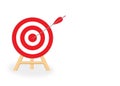 Arrow hitting target. Business concept.Target with arrow, standing on a tripod. Royalty Free Stock Photo