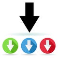 Arrow icon. Colored set of down arrow signs Royalty Free Stock Photo