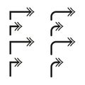 Arrow icon. Direction pointer symbol. Navigation path illustration. Vector guide sign.