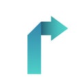 Blue arrow to turn right or left Icon symbol or button. Royalty Free Stock Photo
