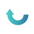 Half-circle blue arrow icon or symbol or button Royalty Free Stock Photo