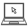 Arrow icon laptop black contour of illustration Royalty Free Stock Photo