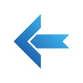 Arrow icon pointing left showing direction backward previous navigation with blue color gradient for graphic user Royalty Free Stock Photo