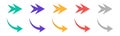 Arrow icon set. Arrows vector icons. Colored curve cursor collection. Vector illustration Royalty Free Stock Photo