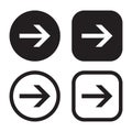 Arrow icon set. Direction control button. Menu navigation pointer symbol. Web interface and application next indicator sign.