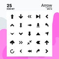 25 Arrow Icon Set. 100% Editable EPS 10 Files. Business Logo Concept Ideas Solid Glyph icon design Royalty Free Stock Photo