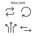 Arrow icon set sharp corner style vector illustration
